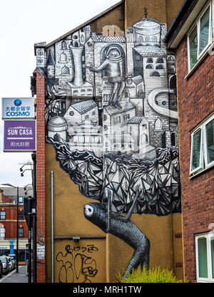 Street Art Sheffield presi in Westfield quartiere culturale, Sheffield, Yorkshire, Regno Unito il 18 maggio 2018 Foto Stock