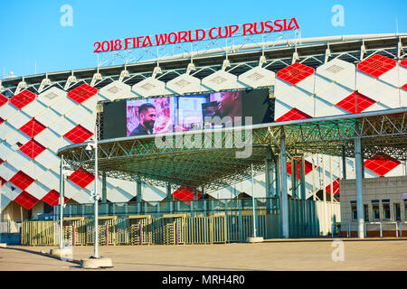 Mosca, Russia - 26 Maggio 2018: entrata principale di Otkrytie Arena Stadium (Spartak Stadium) a Mosca Foto Stock