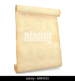 Vecchio blank antichi carta di scorrimento isolati su sfondo bianco Foto Stock