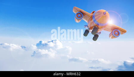 Cartoon aereo volare sopra le nuvole, rendering 3D Foto Stock