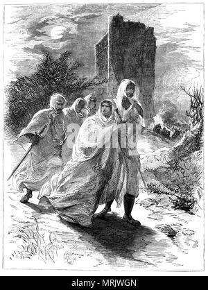 Quando l'Imperatrice Matilda (1102 - 1167), noto anche come l'Imperatrice Maude, e la figlia del Re Enrico I di Inghilterra tentato di essere incoronato a Westminster Abbey nel 1141, i suoi piani è crollata nel volto di aspra contrapposizione dalla folla di Londra. Ella si ritirarono al Castello di Oxford, una città sicura e protetta da mura, ma Stephen assaltata la città e cattura di Matilde nel castello. Matilda rubacchiato fuori del castello, attraversato il fiume ghiacciato a piedi e scampato alla sicurezza a Wallingford. Foto Stock