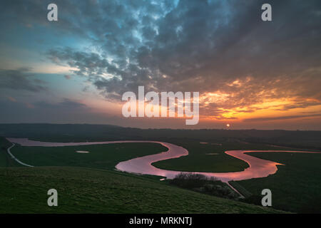 Tramonto sul fiume cuckmere Foto Stock