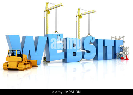 Creazione di siti web , in costruzione o riparazione isolato su uno sfondo bianco Foto Stock