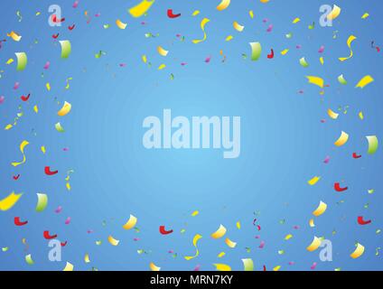 Lucido colorati coriandoli luminosi su sfondo blu. Vettore di disegno astratto Illustrazione Vettoriale