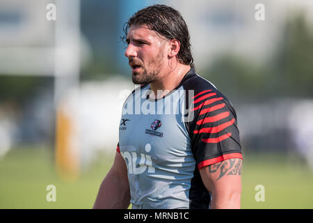 Houston, TX, Stati Uniti d'America. 26 Maggio, 2018. Alex Tucci dell'Utah Warriors durante un Major League partita di rugby tra la Houston SaberCats e lo Utah Warriors a Dyer Stadium di Houston, TX. The Warriors ha vinto il gioco da 36 a 30.Trask Smith/CSM/Alamy Live News Foto Stock