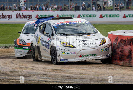 27 maggio 2018, sul circuito di Silverstone, Towcester, Inghilterra; Cooper pneumatici mondo RX della Gran Bretagna, il Festival SpeedMachine; Simon Olofsson (SWE) per Team S Olofsson nel corso delle qualifiche 3 di RX2 Rallycross Championship Foto Stock