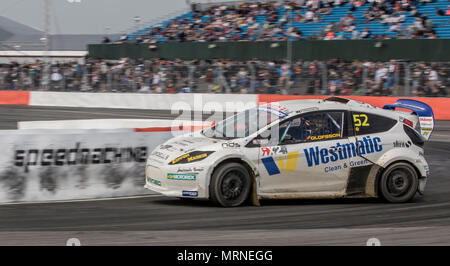 27 maggio 2018, sul circuito di Silverstone, Towcester, Inghilterra; Cooper pneumatici mondo RX della Gran Bretagna, il Festival SpeedMachine; Simon Olofsson (SWE) per Team S Olofsson durante l'RX2 Rallycross Championship warm up giri Foto Stock