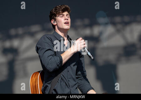 Swansea, Galles. 27 maggio 2018, Shawn Mendes eseguendo il giorno due dei più grandi Weekend nel Parco Singleton, Swansea il 5 maggio 2018, Galles.© Jason Richardson / Alamy Live News Foto Stock