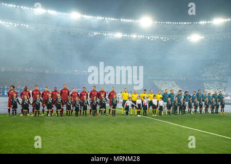 La linea in alto durante la finale di UEFA Champions League match tra il Real Madrid CF 3-1 Liverpool FC a NSC Olimpiyskiy Stadium di Kiev, in Ucraina, il 26 maggio 2018. (Foto di Maurizio Borsari/AFLO) Foto Stock