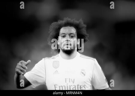 Marcelo Vieira da Silva Junior del Real Madrid durante la finale di UEFA Champions League match tra il Real Madrid CF 3-1 Liverpool FC a NSC Olimpiyskiy Stadium di Kiev, in Ucraina, il 26 maggio 2018. (Foto di Maurizio Borsari/AFLO) Foto Stock