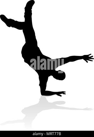 Danza di strada Silhouette ballerino Illustrazione Vettoriale