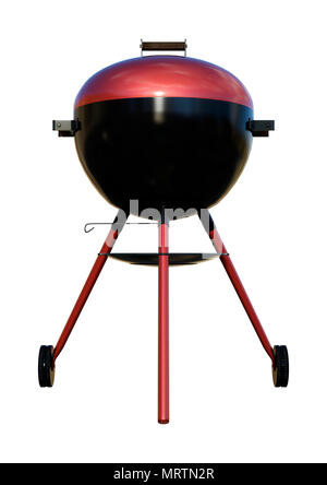 3D rendering di un bollitore barbecue grill con un coperchio isolato su sfondo bianco Foto Stock