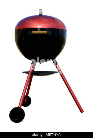 3D rendering di un bollitore barbecue grill con un coperchio isolato su sfondo bianco Foto Stock