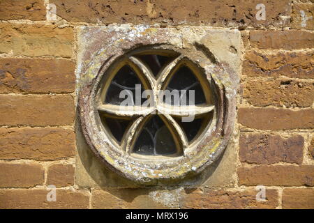 Finestra rotonda, Canons Ashby House, Northamptonshire Foto Stock