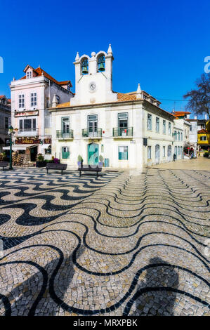 Storica Piazza del Municipio, Cascais, Portogallo Foto Stock