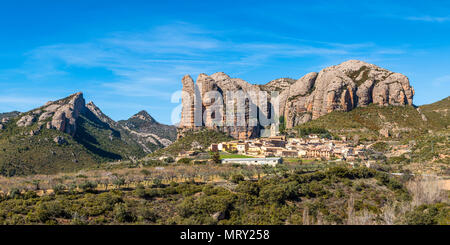 Aguero village, provincia di Huesca, Aragona, Spagna, Europa Foto Stock