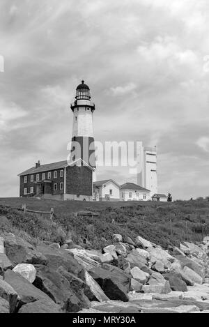 Scena costiere con il faro di Montauk nel Long Island New York Foto Stock