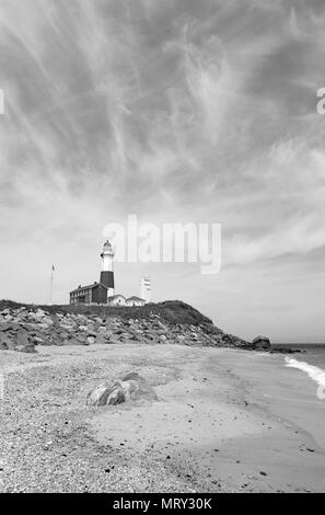 Scena costiere con il faro di Montauk nel Long Island New York Foto Stock