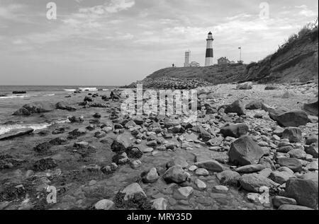 Scena costiere con il faro di Montauk nel Long Island New York Foto Stock