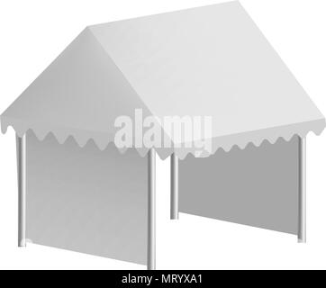 Casa bianca tenda mockup, stile realistico Illustrazione Vettoriale