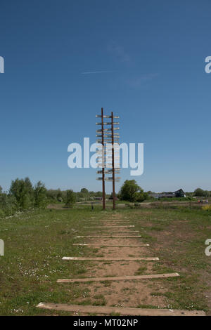 Il cambiamento di binari della linea ferroviaria al Lago Stanwick Foto Stock