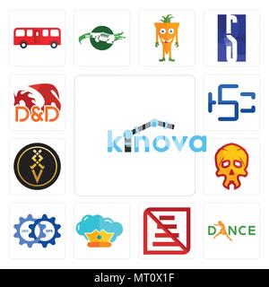Set di 13 semplici icone modificabili quali kinova, danza, non utilizzare la scala, sommo, devops, cranio, lusso, HSC, Dungeons and Dragons può essere utilizzata per Illustrazione Vettoriale