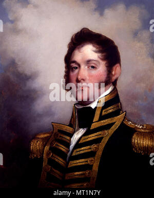 Oliver Hazard Perry (1785 - 1819) American naval commander. Oliver Hazard Perry, dipinta da Gilbert Stuart, 1818. Foto Stock