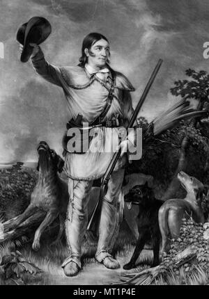 Davy Crockett, David 'Davy" Crockett (1786 - 1836) del xix secolo folk americano eroe, frontiersman e politico Foto Stock