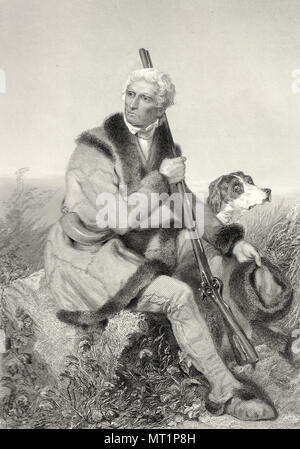 Daniel Boone (1734 - 1820) americana Pioneer, explorer, boscaiolo, e frontiersman, uno dei primi eroi popolari degli Stati Uniti. Foto Stock