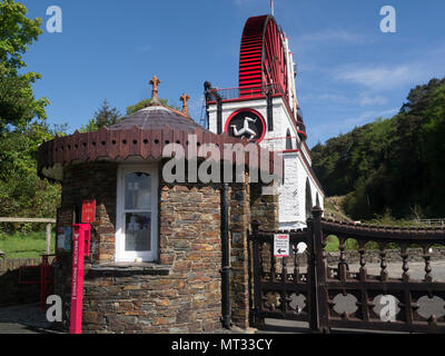 La biglietteria del grande Laxey Waterwheel chiamato Lady Isabella la più grande waterwheel lavoro nel mondo Laxey Isola di Man utilizzati per pompare acqua da Glen Foto Stock