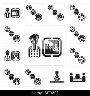 Set di 13 semplici icone modificabile come clown, mover, driver, parrucchiere, giardiniere, Corriere, lavoratore, soldato, marinaio può essere utilizzato per il mobile, l'interfaccia utente web Illustrazione Vettoriale