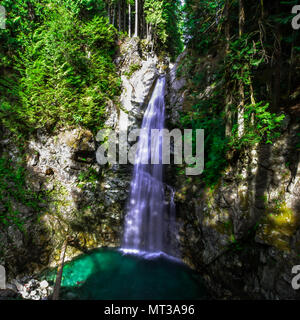 A caccia di cascate in cascata cade Parco Regionale, missione, BC, Canada Foto Stock