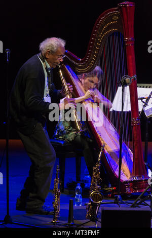 Roma, Italia. 26 Maggio, 2018. Il sassofonista e avant-garde compositore e una delle figure fondamentali del ventesimo secolo la musica ha eseguito su 26/5/2018 presso l Auditorium Parco della Musica di Roma. Con lui sul palco Taylor Ho Bynum cornet e ottone, Adam Matlock fisarmonica, Dan Peck tuba, Jacqueline Kerrod e Miriam Overloch hard. Anthony Braxton Credito: Leo Claudio De Petris/Pacific Press/Alamy Live News Foto Stock