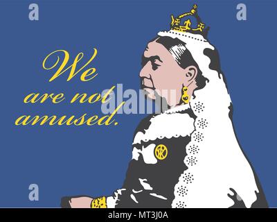 La regina Victoria non siamo divertito illustrazione. Il design del vettore della regina Victoria cercando stern e dire che non sono molto divertito. Illustrazione Vettoriale