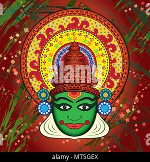 Il Kerala Kathakali Illustration Design Illustrazione Vettoriale