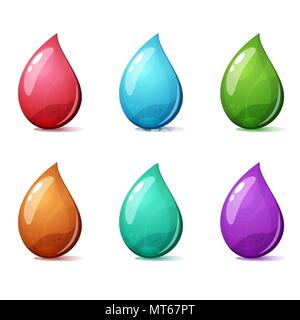 Imposta icona cartoon - blu, rosa, verde e giallo. Illustrazione Vettoriale