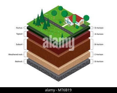 Isometrica, strati di suolo Illustrazione Vettoriale