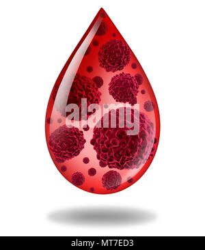 Il cancro del sangue e leucemia come una malattia ematologia concetto medico come una malattia umana come 3D illustrazione.linfoma, Foto Stock