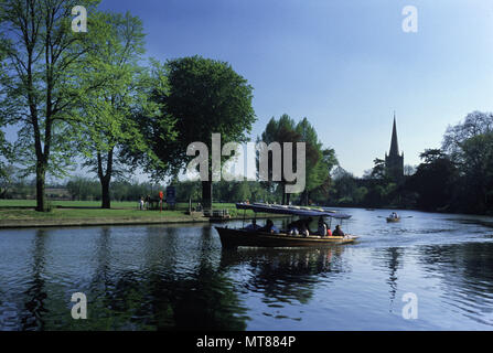 1990 visite storico battello fiume Avon Stratford upon Avon WARWICKSHIRE England Regno Unito Foto Stock