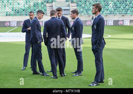 San Gallo, Svizzera. Il 28 maggio 2018. In Italia i giocatori prima della Coppa del Mondo di Calcio 2018 Preparazione partita Italia vs Arabia Saudita a San Gallo. La squadra nazionale di Arabia Saudita è utilizzare il gioco per preparare il 2018 FIFA World Cup finale torneo in Russia mentre l Italia non ha potuto qualificarsi per la fase finale della Coppa del mondo. Foto Stock