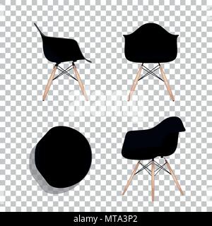 Sedia Eames variazioni. Office home bar ristorante insieme di mobili. Creative oggetti interni collezione. Illustrazione Vettoriale
