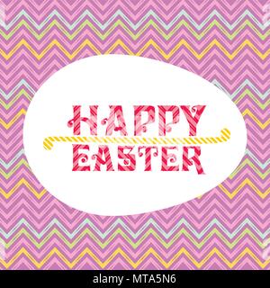 Felice Pasqua card. Pattern a zig-zag Illustrazione Vettoriale