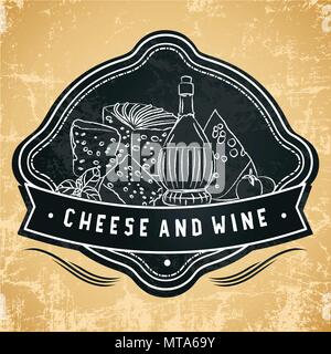 Etichetta per il ristorante, cafe, bar o negozio di alimentari. Negozio di generi alimentari a disegno Illustrazione Vettoriale