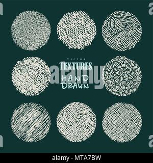 Disegnato a mano le texture e i pennelli. Collezione artistica degli elementi di progettazione: i tratti di pennello, tocchi di vernice, le linee ondulate, sfondi astratti, pattern fatta wi Illustrazione Vettoriale