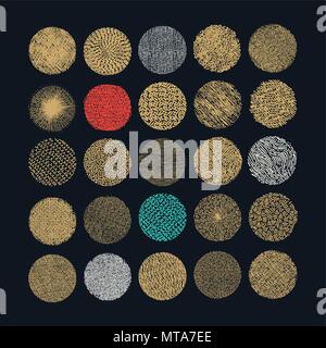 Vettore di astratta configurazione di sfondo in cerchio. Raccolta di disegnato a mano le texture. Illustrazione Vettoriale