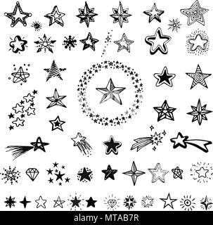 Icona a forma di stella e il pittogramma. Collezione stella nera forme isolate su uno sfondo bianco Illustrazione Vettoriale