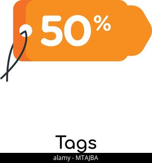 Sull'icona Tags isolato su sfondo bianco per il web e mobile app design Illustrazione Vettoriale