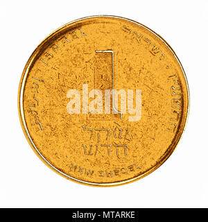 Migliorate digitalmente immagine di un Uno Nuovo sheqel israeliano moneta (ILS o NIS) Foto Stock