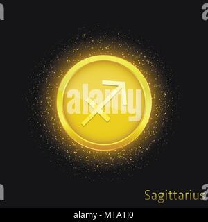 Golden Sagittario segno Illustrazione Vettoriale