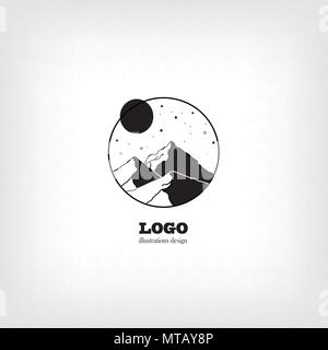 Silhouette di montagna vettore logo Illustrazione Vettoriale